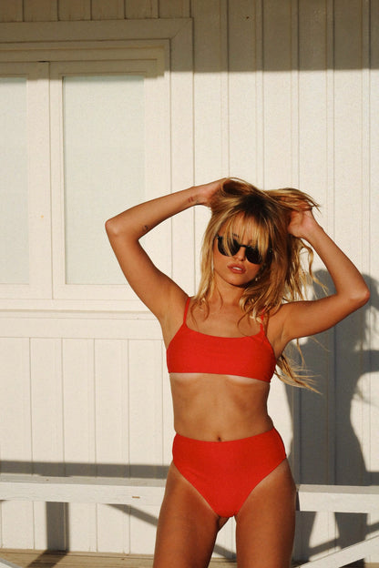 Cherry Red Sustainable Bikini Top