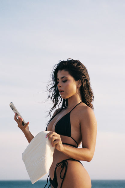 Lace-Up Bikini Top  | Black